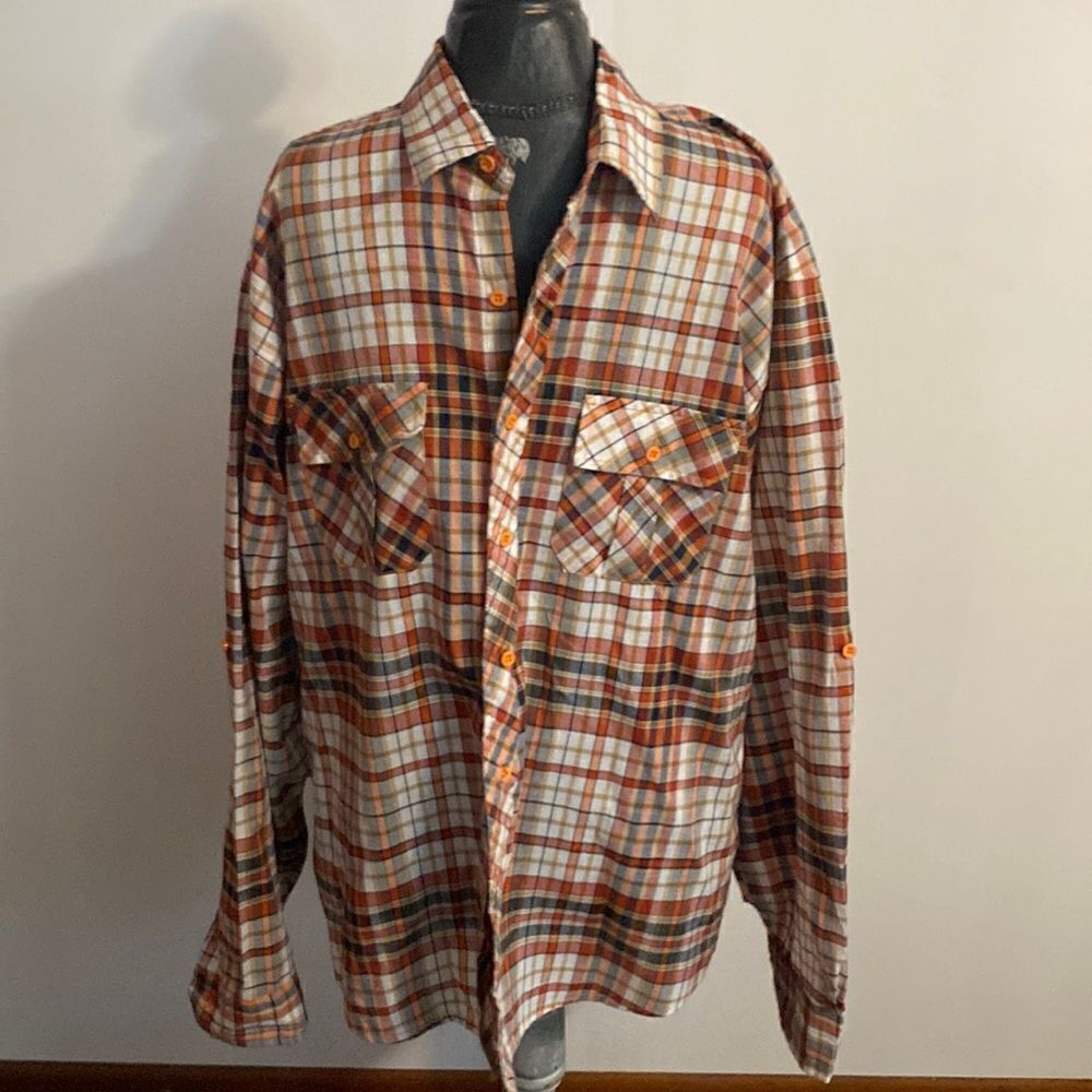 North Plaid button down shirt, size 2XL